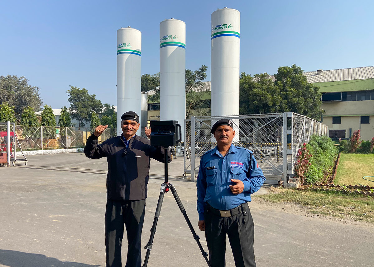 Professional facility security personnel seamlessly managing forklift and pedestrian traffic.