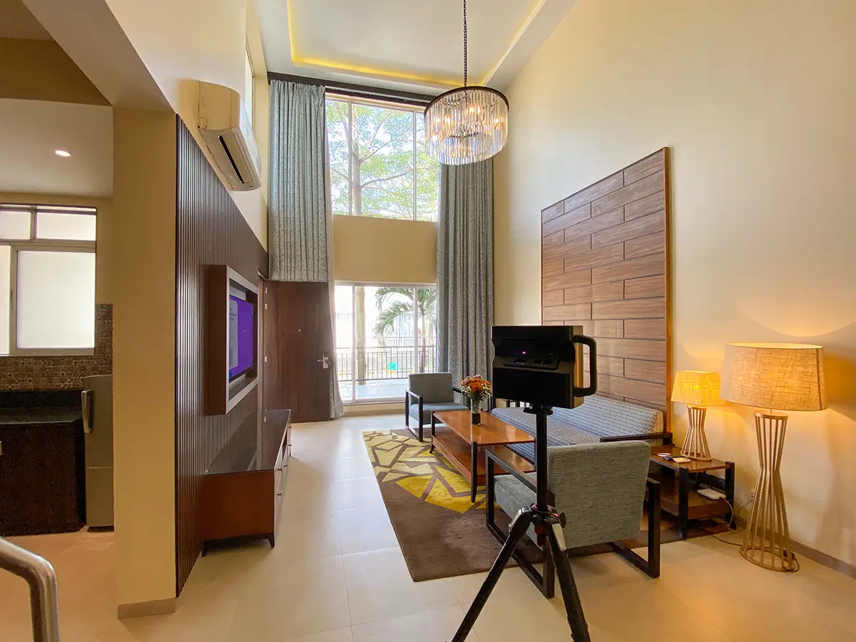 An illustration showing a single Matterport scan generating multiple assets: a 3D tour, video, photos, and a floor plan.