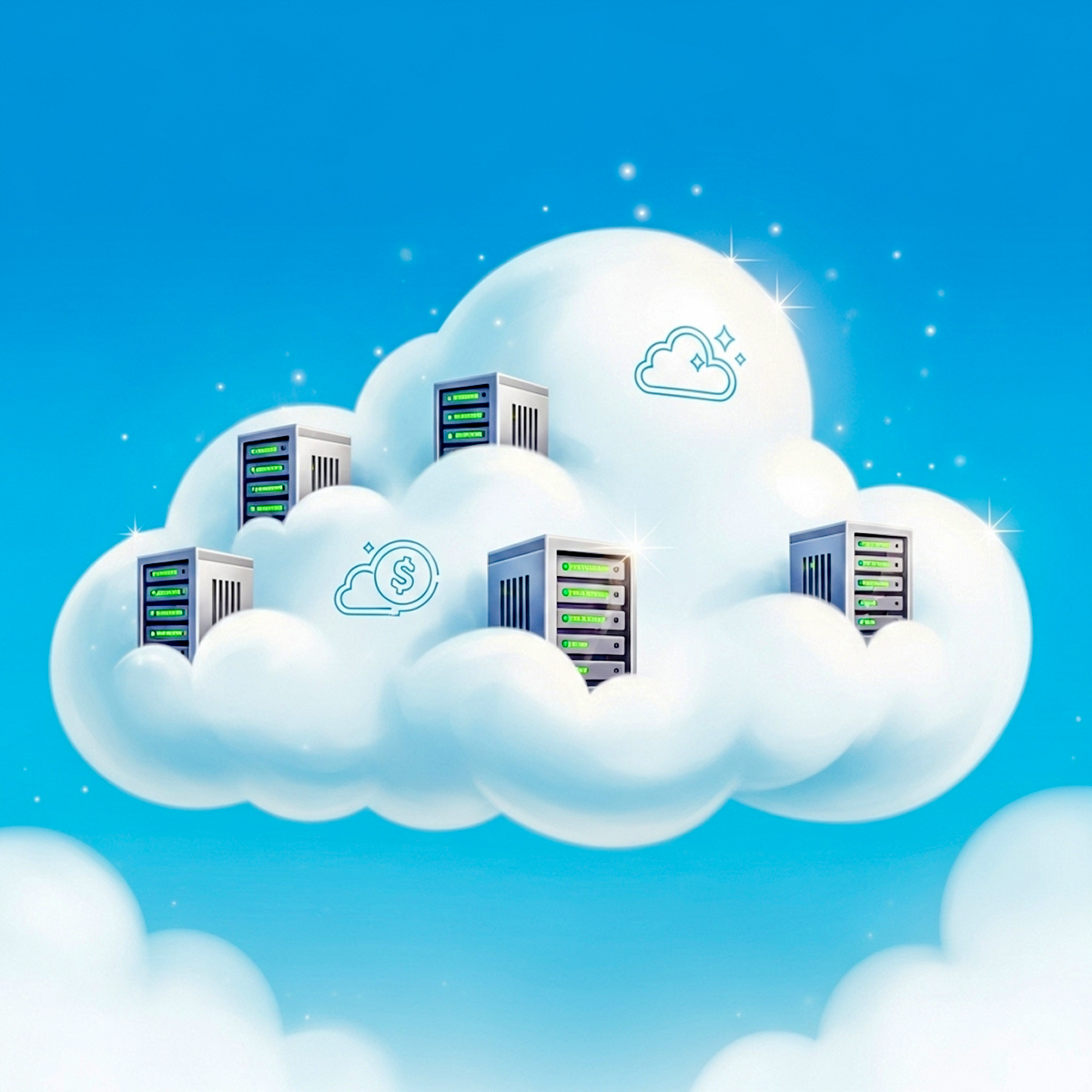Diagram illustrating cloud hosting.